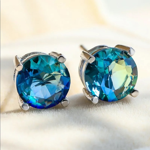 New 2.16 Cts AQUAMARINE EARRINGS 14K WHITE GOLD - Picture 3 of 5